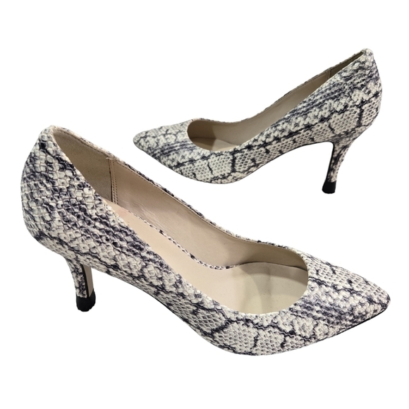 Cole Haan Juliana Snakeskin Print Leather Pump Grand.Os Cream Black Neutral 8B - Picture 1 of 12